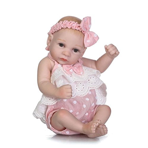 Mini Girl 10'' Full Silicone Reborn Baby Doll Hard Vinyl Real Looking Babies